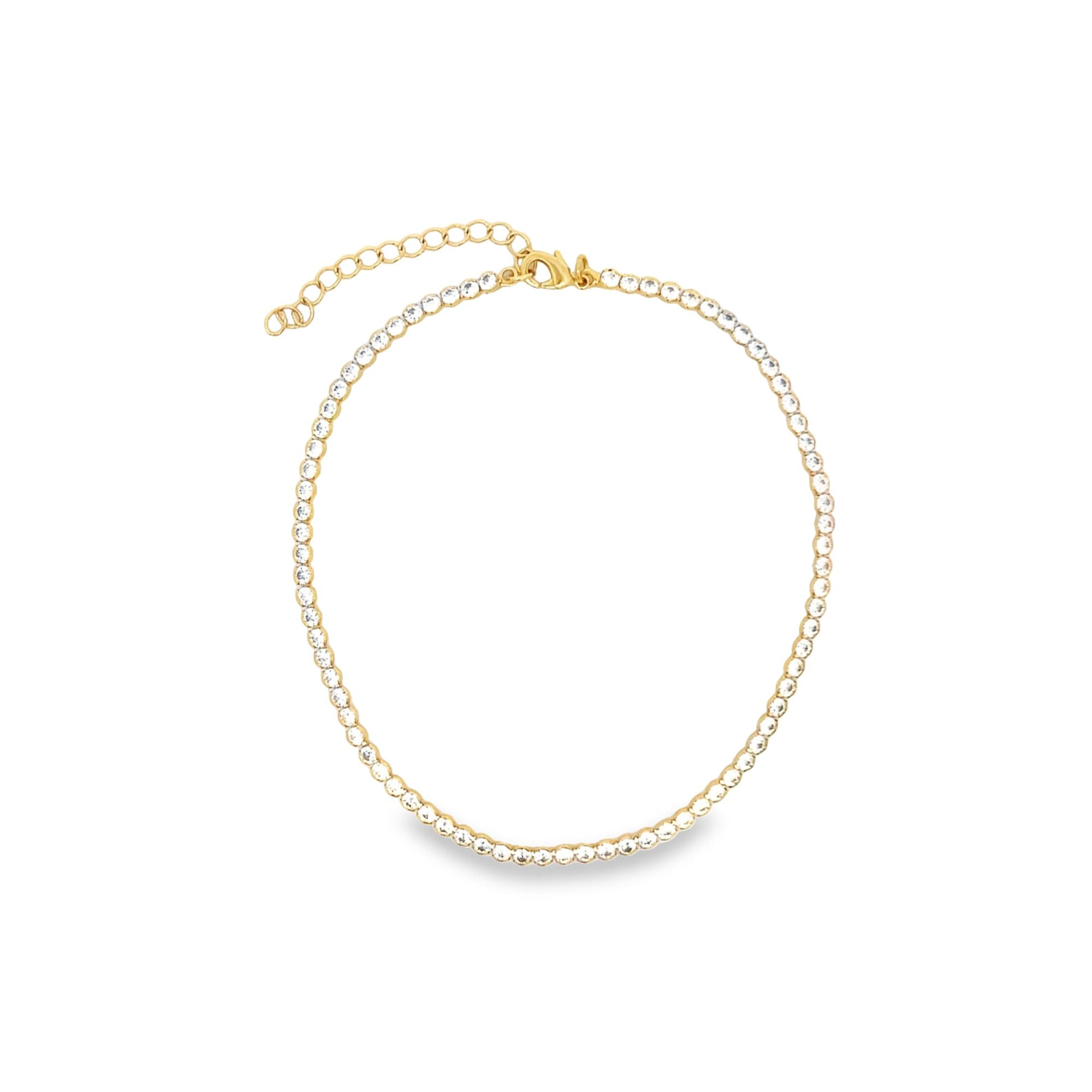 Round Stone Cut Tennis Anklet (E232)