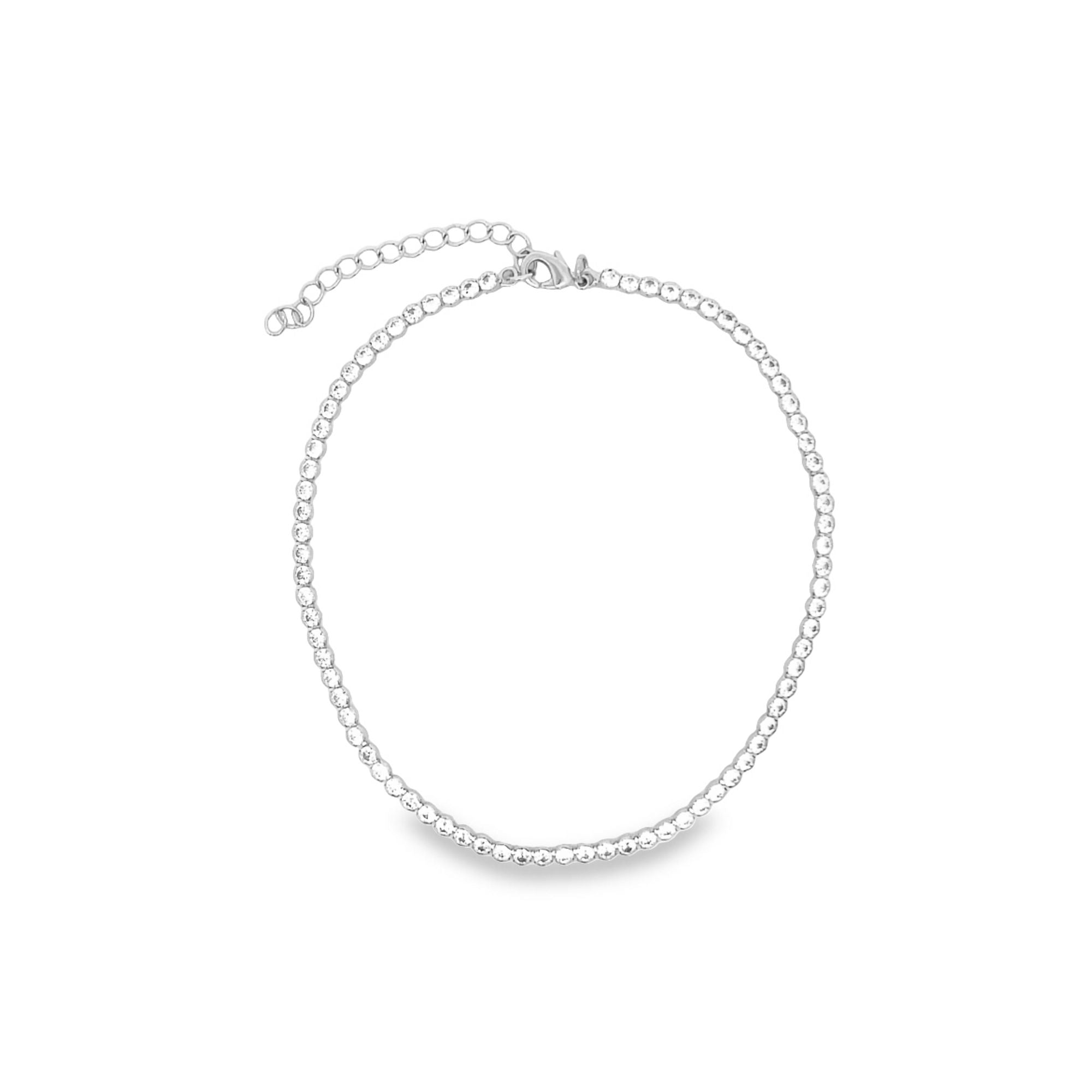 Round Stone Cut Tennis Anklet (E232)